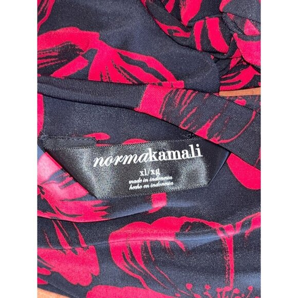 Norma Kamali  Twist Front Sleeveless Floral Print Dress XL Black & Red - Picture 7 of 8